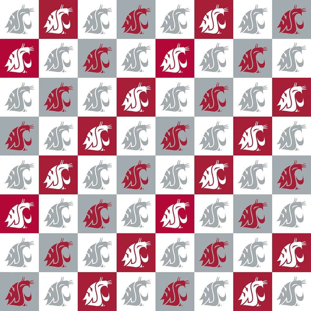 Washington State Cougars NCAA College Mini Block Chess-Like Cotton Fabric