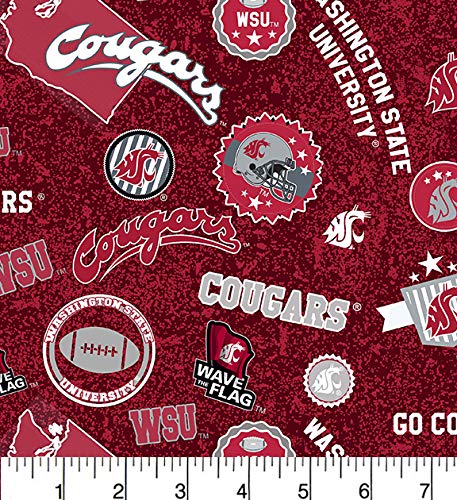 Washington State Cougars NCAA College Home State Sykel Cotton Fabric