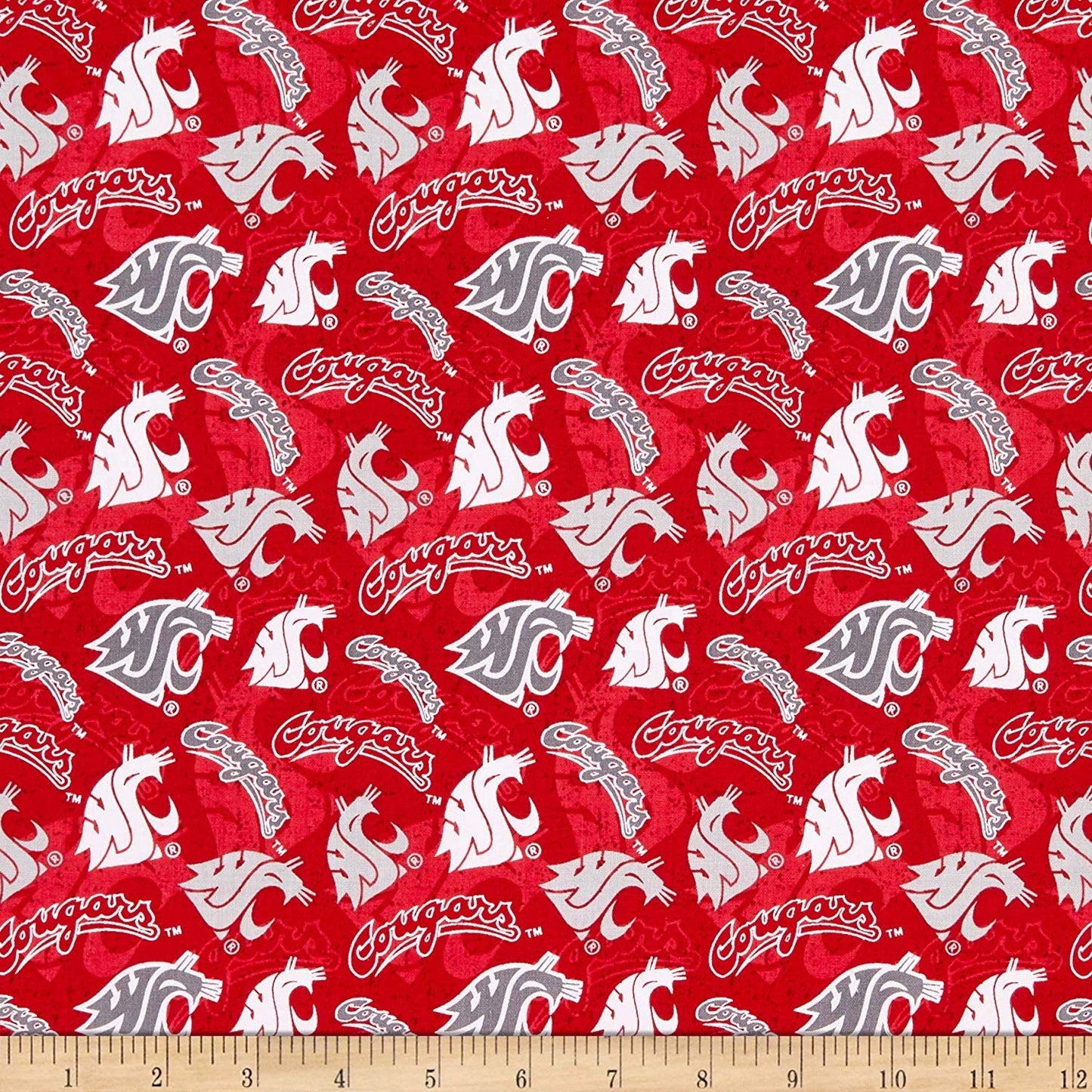 Washington State Cougars NCAA College Tone on Tone Sykel cotton fabric