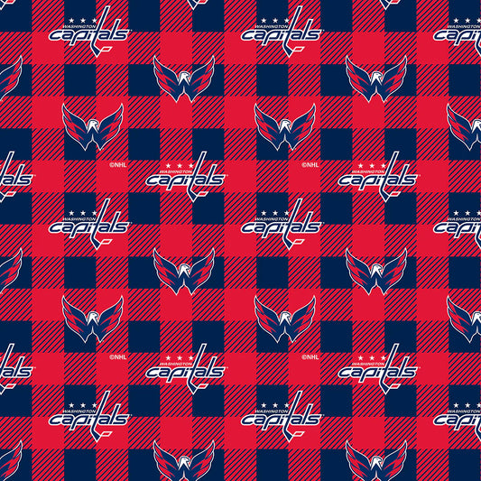 Washington Capitals NHL Hockey Buffalo Plaid Sykel Enterprises Polyester FLEECE Fabric NHL-1190-CAP