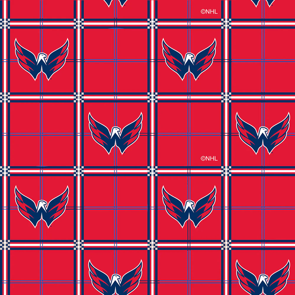 Washington Capitals NHL Hockey Plaid FLANNEL Sykel Enterprises Cotton Fabric NHL-023-CAP
