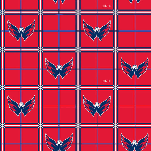 Washington Capitals NHL Hockey Plaid FLANNEL Sykel Enterprises Cotton Fabric NHL-023-CAP