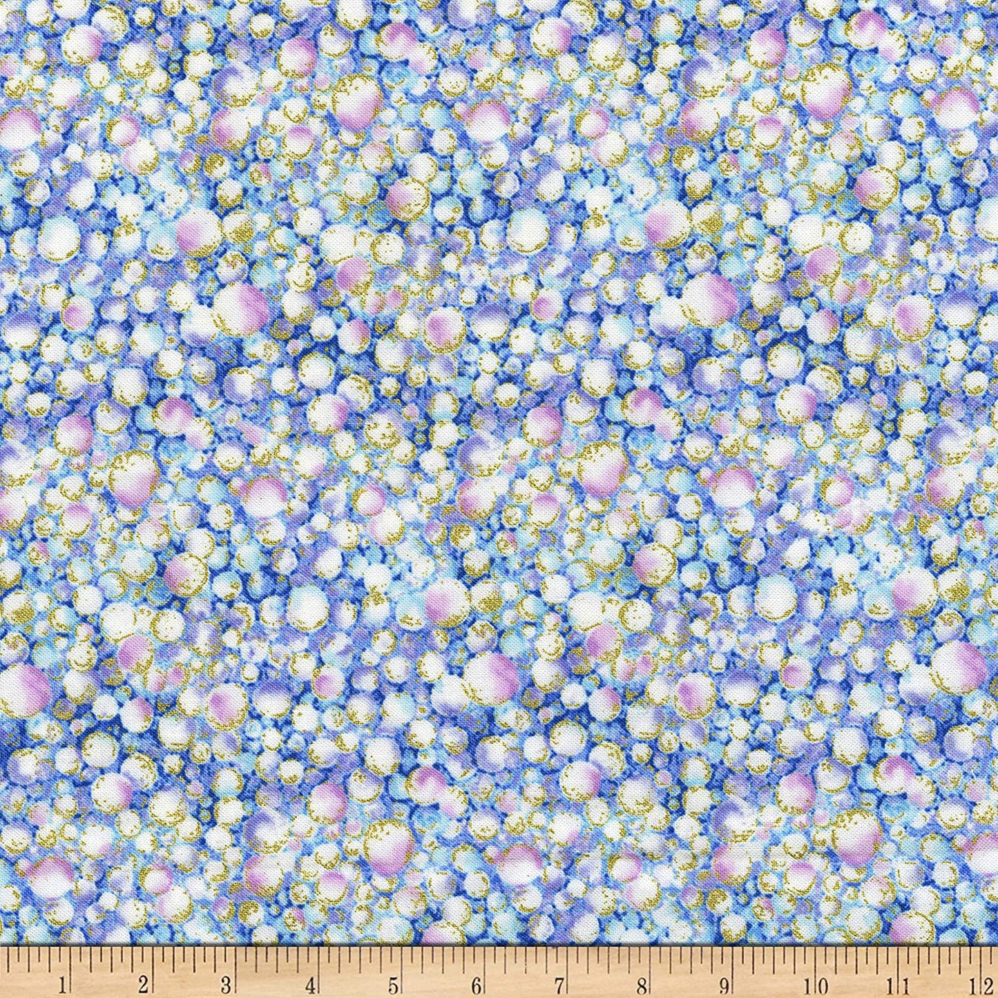 Water Bubbles Metallic Water Dance Packed Multi Timeless Treasures Cotton Fabric