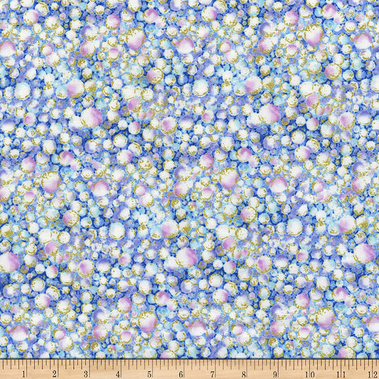 Water Bubbles Metallic Water Dance Packed Multi Timeless Treasures Cotton Fabric