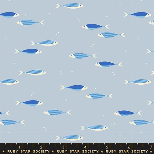 Water School Day Fish Tonal Water Blue Ruby Star Society Moda Cotton Fabric