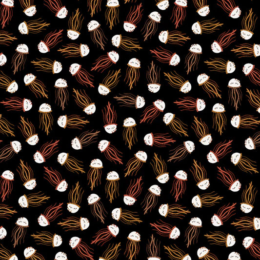 Water Babies Jellyfish Allover Black Sugarly Designs Studio E Cotton Fabric