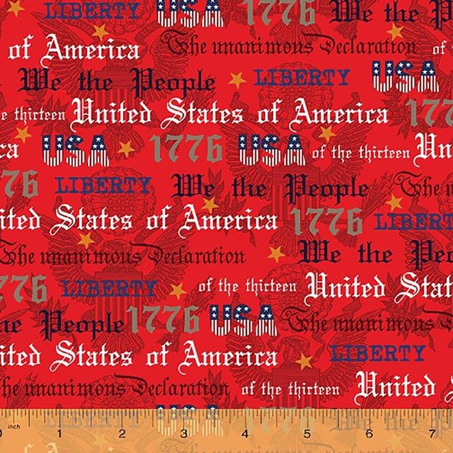 We The People Patriotic Words Phrases Red Windham Cotton Fabric