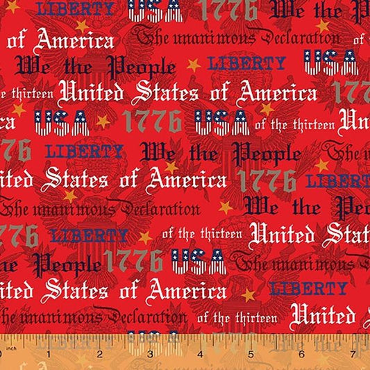 We The People Patriotic Words Phrases Red Windham Cotton Fabric
