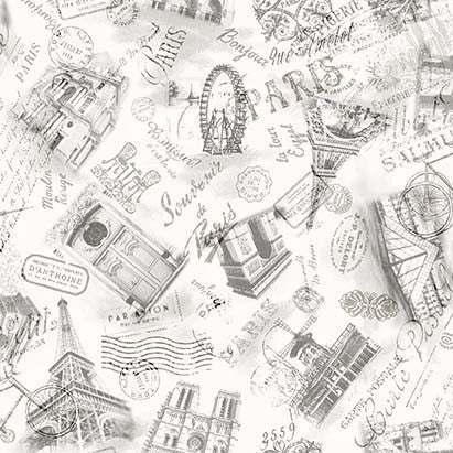 We'll Always Have Paris Silhouettes De Paris Taupe Gray Michael Miller Cotton Fabric