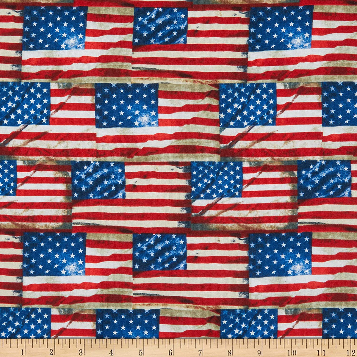 We the People Flags Packed USA Timeless Treasures Cotton Fabric TT-C8360 Multi | US Fabric Shop