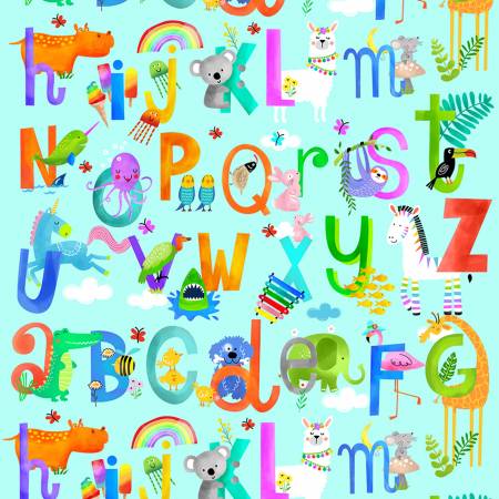 Wee Ones ABC Coords Blue Oasis Cotton Fabric