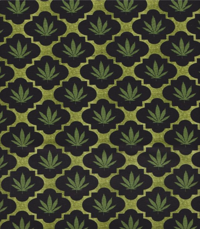 Weed Home Grown Peace Love Green Mook Fabrics Cotton Fabric