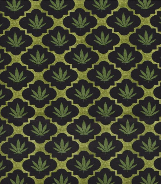 Weed Home Grown Peace Love Green Mook Fabrics Cotton Fabric