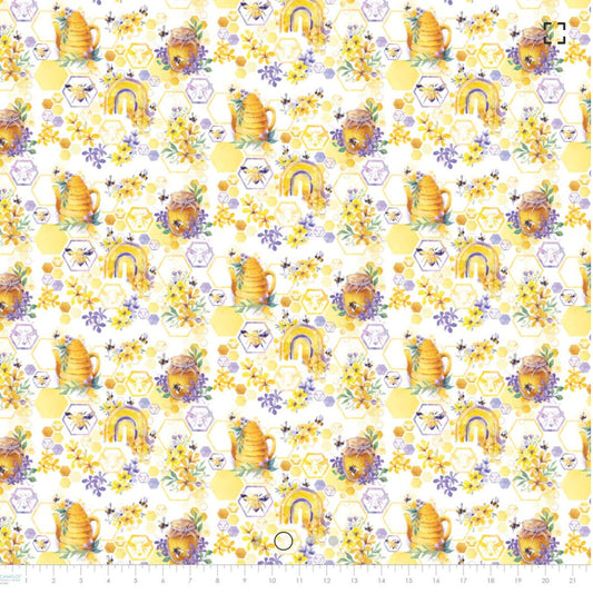 Welcome to our Hive Sweet Nectar Multi  Courtney Morgenstern Camelot Cotton Fabric