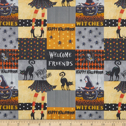 Welcome Friends Halloween Witch Legs Springs Creative Cotton Fabric
