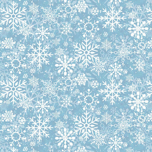 Welcome Winter Snowflake Blue Barb Tourtillotte Henry Glass Cotton Fabric