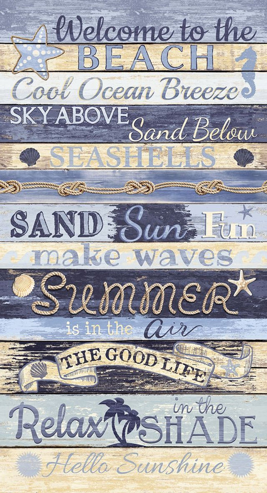Welcome to the Beach Panel 24" Timeless Treasures Cotton Fabric