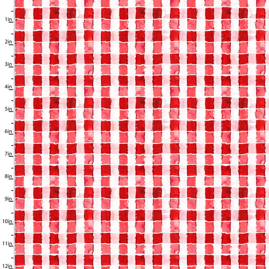 Welcome to the Funny Farm Gingham Red Connie Haley 3 Wishes Cotton Fabric