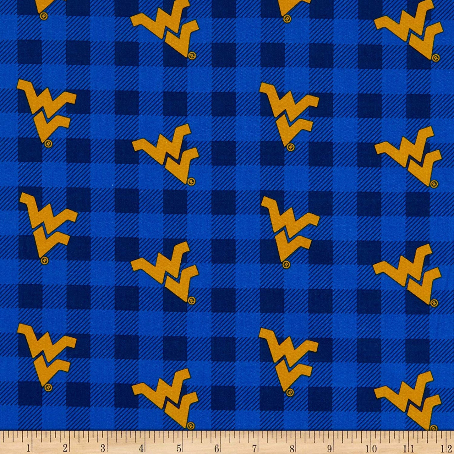 West Virginia Mountaineers NCAA College Buffalo Plaid Sykel Cotton Fabric