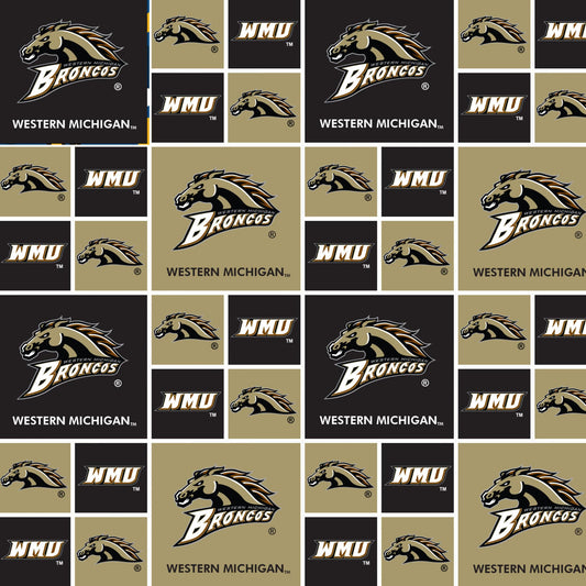 Western Michigan Broncos NCAA College Box Sykel Cotton Fabric