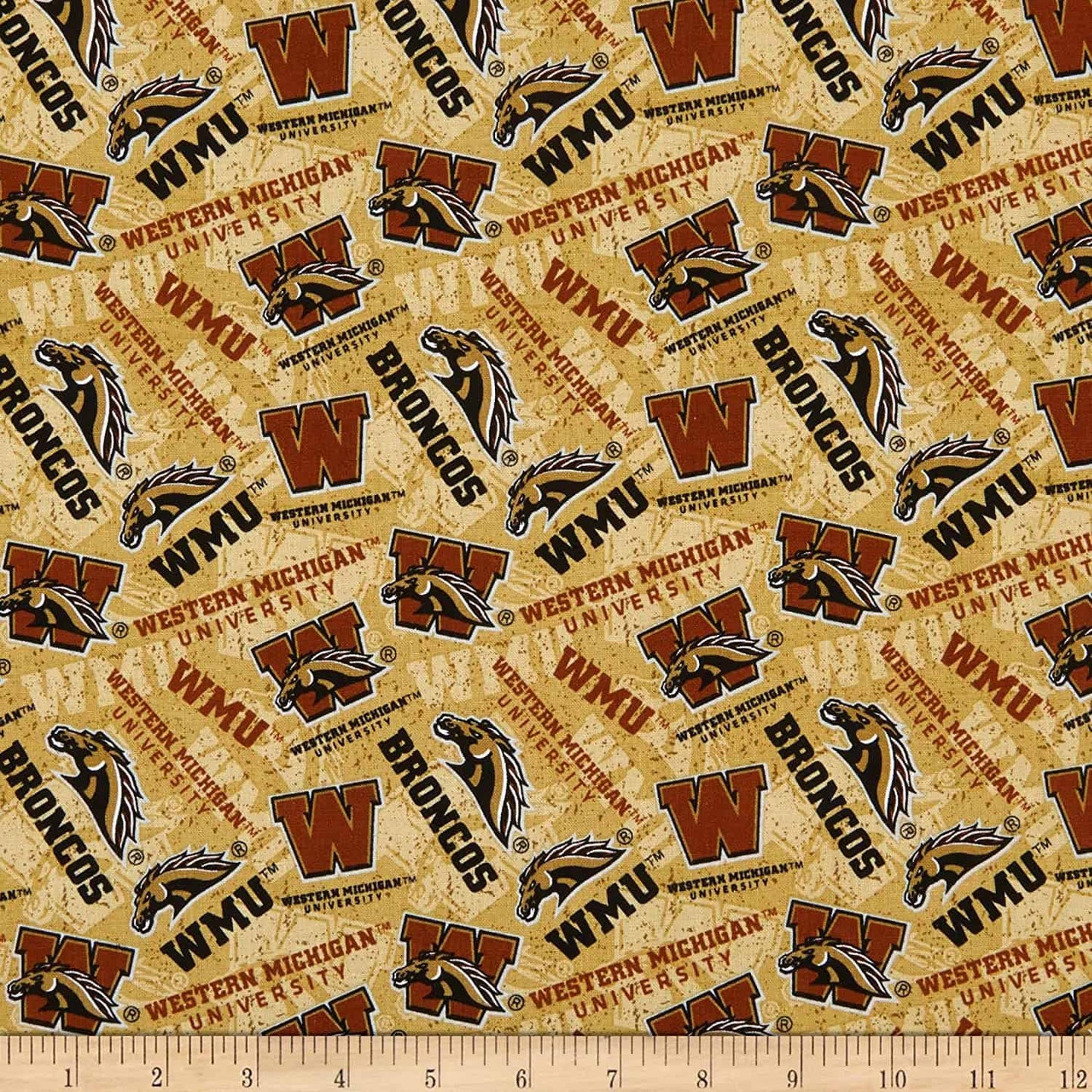 Western Michigan Broncos NCAA College Tone on Tone Sykel Cotton Fabric