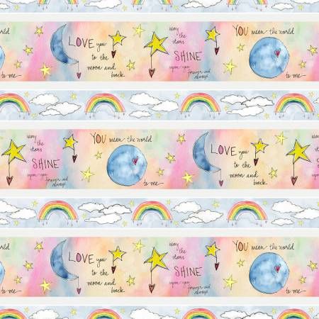 Sweet World Repeating Border Stripe Charlotte Grace Wilmington Prints Cotton Fabric