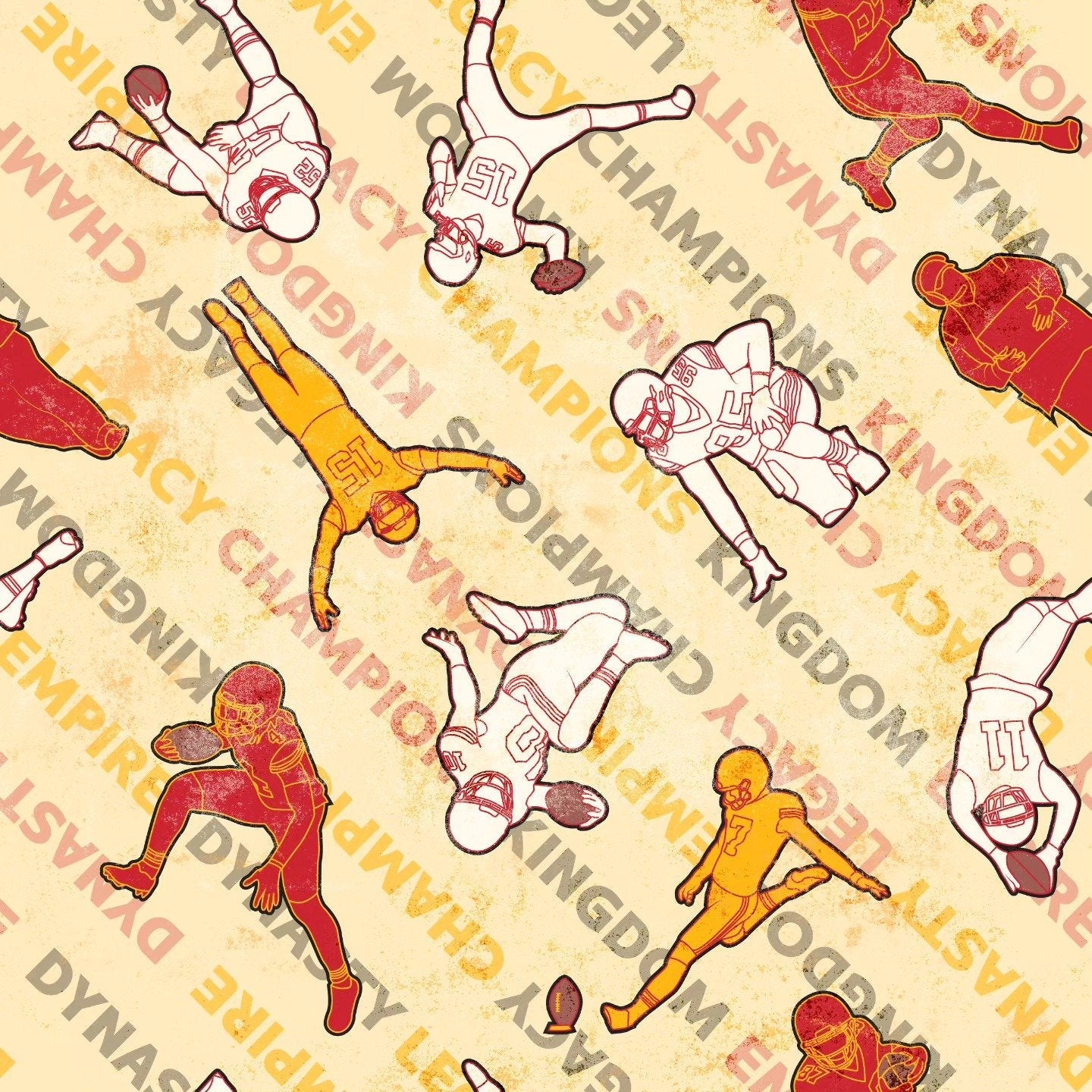What a Catch Chiefs Football Dynasty Cream Paintbrush Studios Cotton Fabric PBS-120-24888