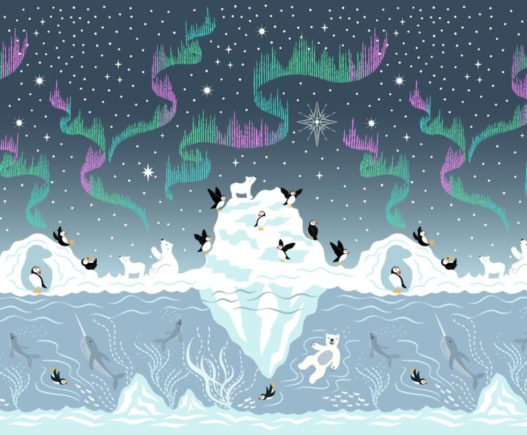 Where the Sky Dances Double Edge Border Pearl Panel 36" Lewis and Irene Cotton Fabric LI-L62