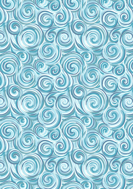 Where the Sky Dances Northern Lights Swirl Blue Pearl Lewis and Irene Cotton Fabric LI-L67C