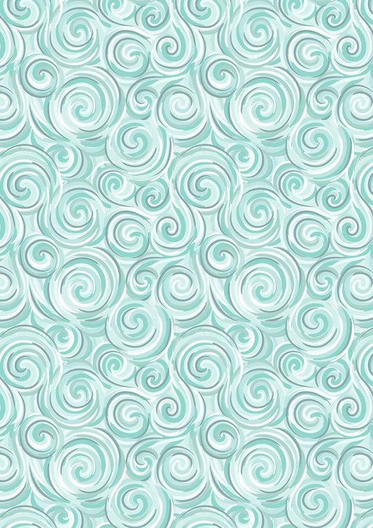 Where the Sky Dances Northern Lights Swirl Icy Blue Pearl Lewis and Irene Cotton Fabric LI-L67B