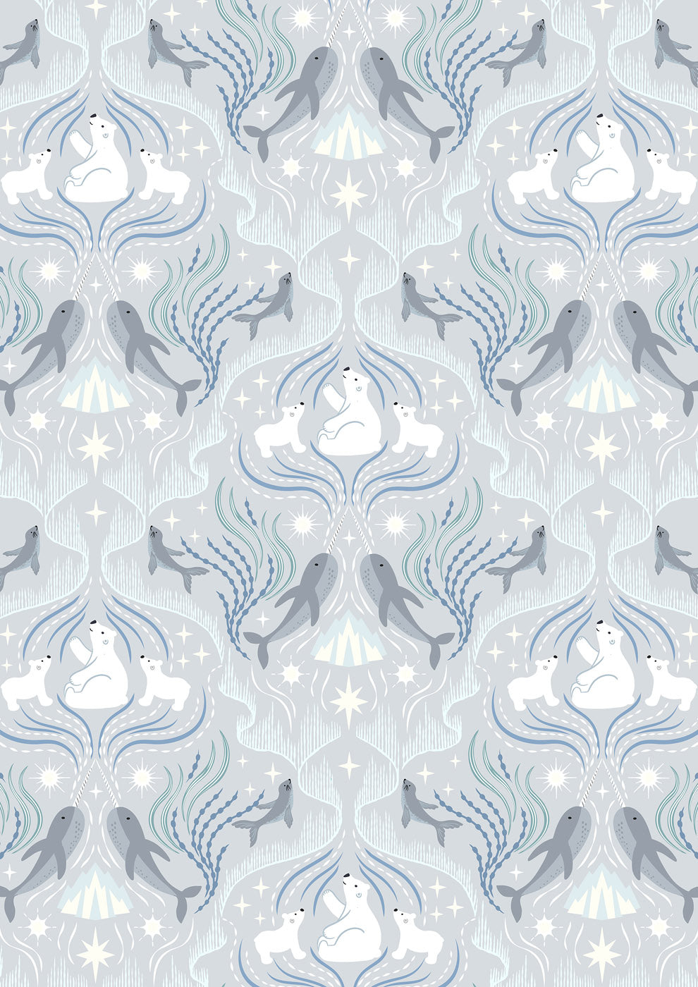 Where the Sky Dances Northern Lights Silver Ice Pearl Lewis and Irene Cotton Fabric LI-L63A