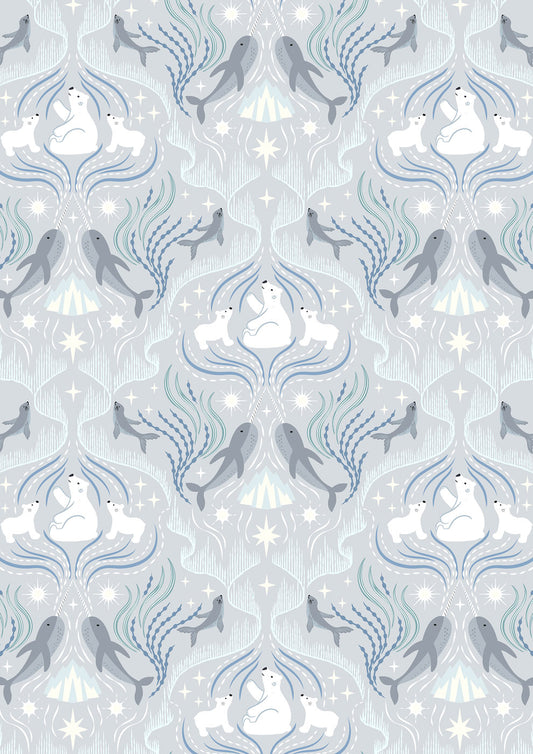 Where the Sky Dances Northern Lights Silver Ice Pearl Lewis and Irene Cotton Fabric LI-L63A