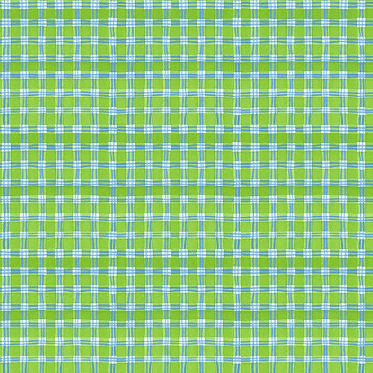 Whimsy Daisical II Plaid Green Keri Schneider Blank Quilting Cotton Fabric