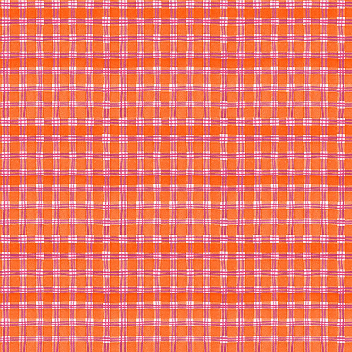 Whimsy Daisical II Plaid Orange Keri Schneider Blank Quilting Cotton Fabric