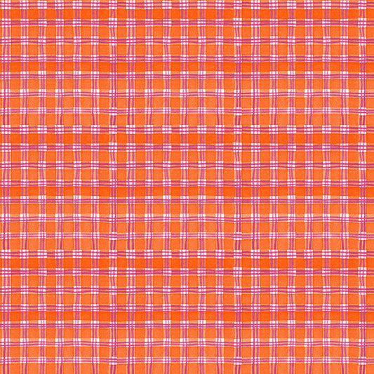 Whimsy Daisical II Plaid Orange Keri Schneider Blank Quilting Cotton Fabric