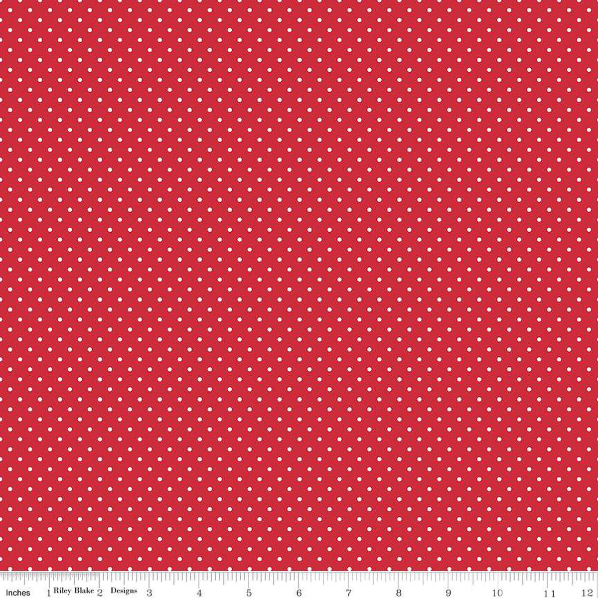 White Swiss Dots Red The RBD Designers Riley Blake Designs Cotton Fabric