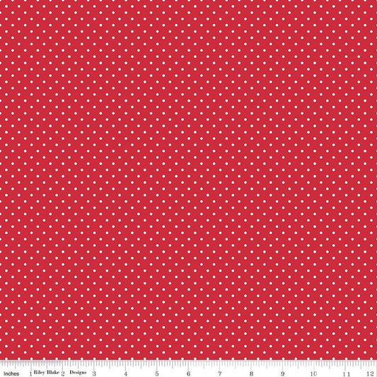 White Swiss Dots Red The RBD Designers Riley Blake Designs Cotton Fabric