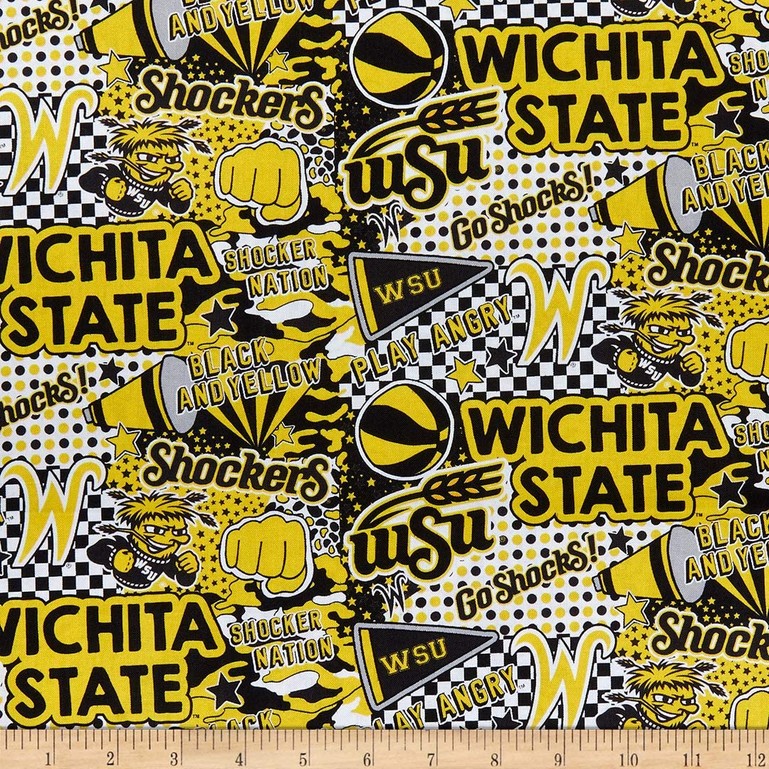 Wichita State Shockers NCAA College Popart Graffiti Sykel Cotton Fabric