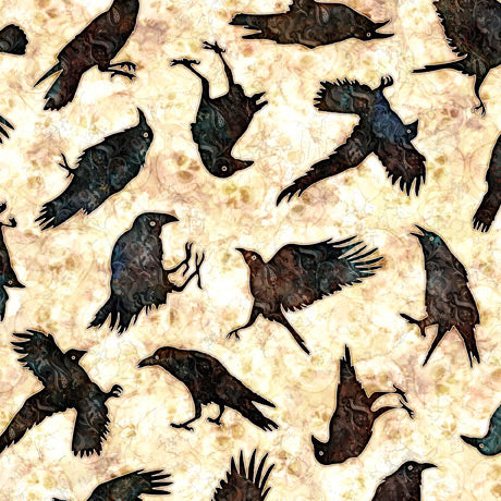 Wicked Crows Beige Halloween Dan Morris Quilting Treasures Cotton Fabric