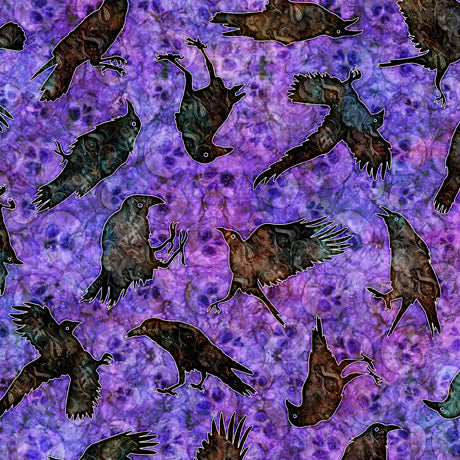 Wicked Crows Purple Dan Morris Quilting Treasures Cotton Fabric