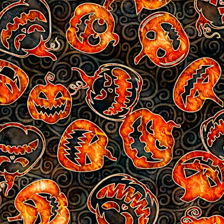 Wicked Pumpkin Toss Black Dan Morris Quilting Treasures Cotton Fabric