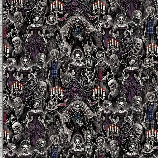 Wicked Willow Day of Dead Gala Grey Timeless Treasures Cotton Fabric TT-WICKED-CD4139-GREY