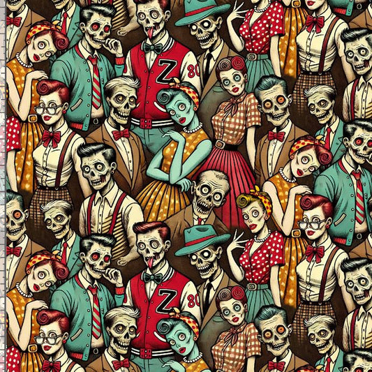 Wicked Willow Selfie Zombies Multi Timeless Treasures Cotton Fabric TT-WICKED-CD4137-MULTI