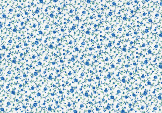 Wild Flowers Calico Floral Vines Blue Foust Textiles Cotton Fabric