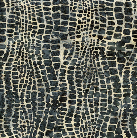 Wild Things Reptile Skin Pattern Charcoal Black Island Batik Cotton Fabric