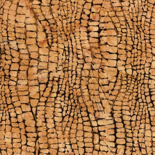 Wild Things Reptile Skin Pattern Sahara Brown Island Batik Cotton Fabric