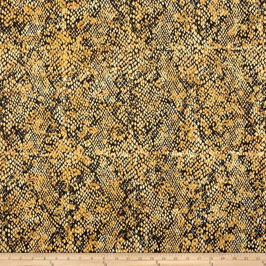 Wild Things Snake Skin Pattern Smore Brown Island Batik Cotton Fabric