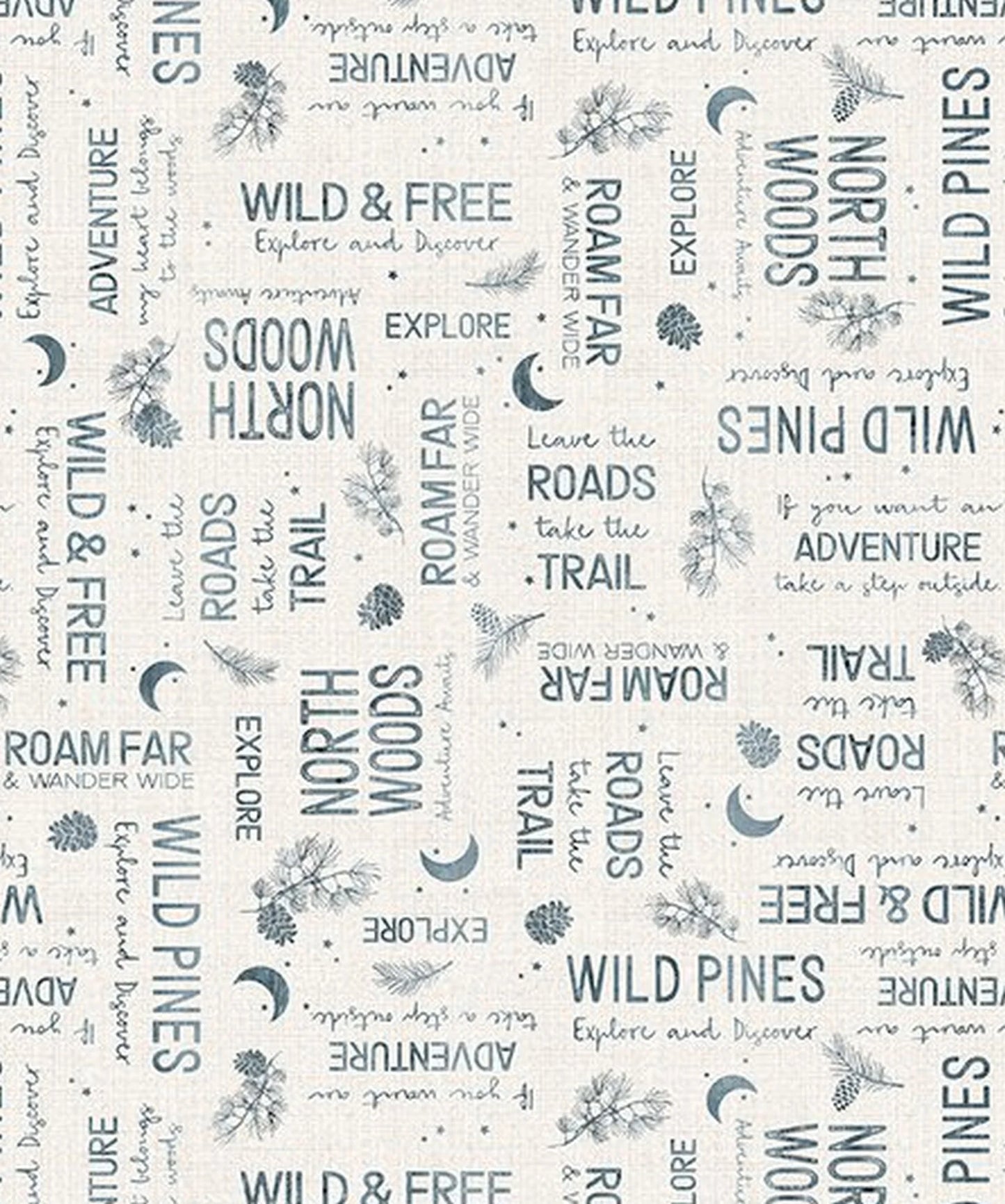 Wild Woods Lodge Word Toss Taupe PDR LLC Cotton Fabric