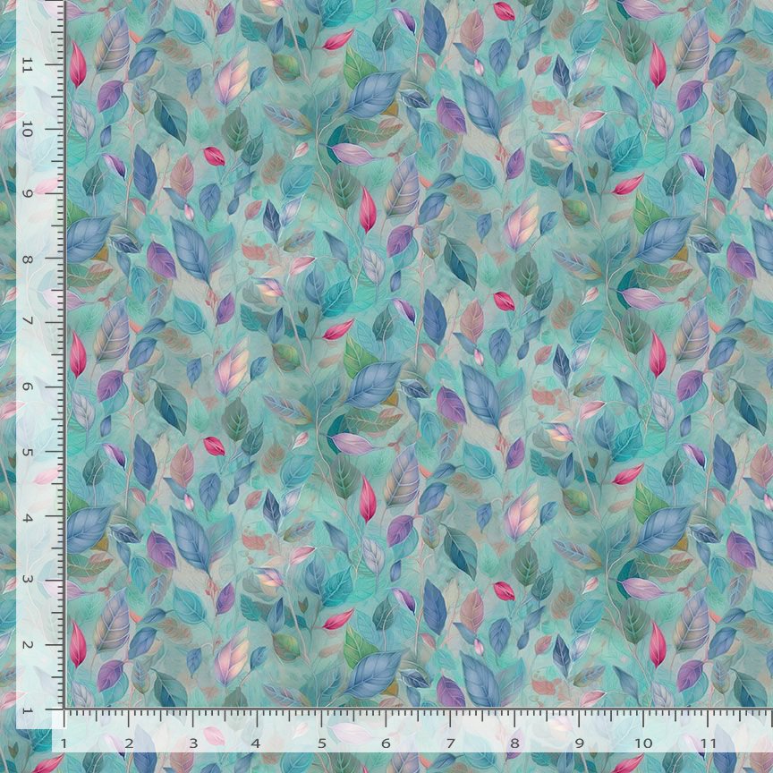 Wild Beauty Leaves Blue Timeless Treasures Cotton Fabric TT-PLUME-CD3967-BLUE