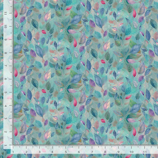 Wild Beauty Leaves Blue Timeless Treasures Cotton Fabric TT-PLUME-CD3967-BLUE